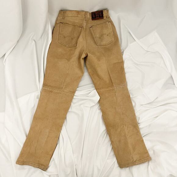 Wash2Wear W2W Tan Washable Suede Straight Legged Pants Womens 30 Western - Picture 2 of 9